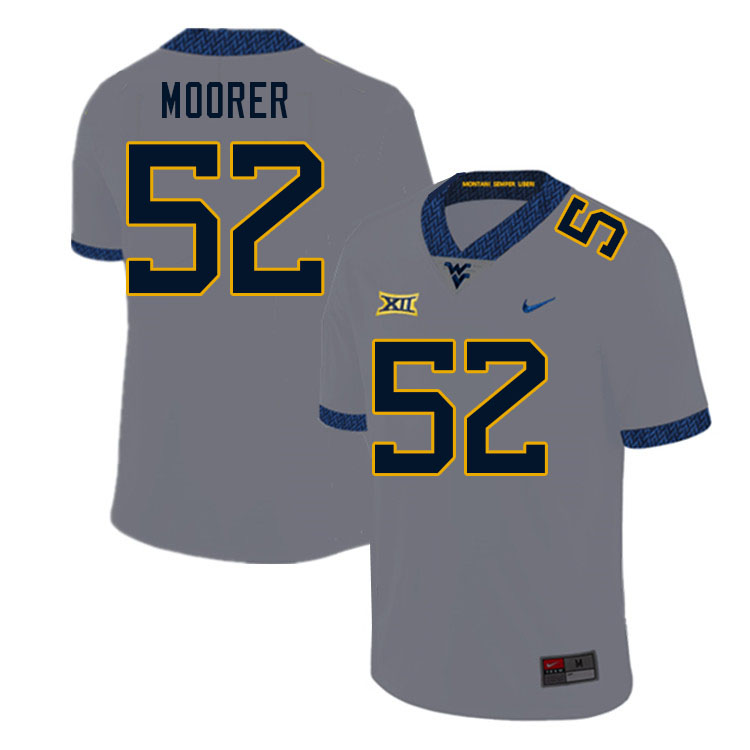 Men #52 Parker Moorer West Virginia Mountaineers College Football Jerseys Sale-Gray